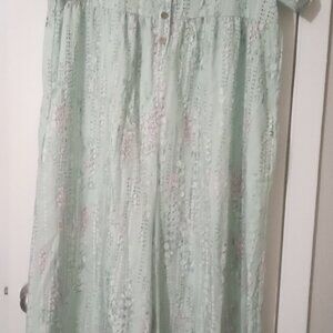 New women's jumper w/side pockets wide leg  sizeXXL green pattern lounge casual
